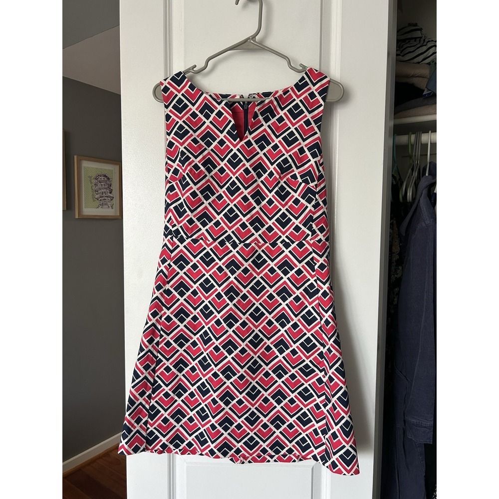 NWT GAP Dress Pink Blue White Geometric Lined Sheath Sleeveless Dress Size 8